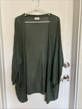 Open-Front Olive Green Women’s Cardigan Sweater